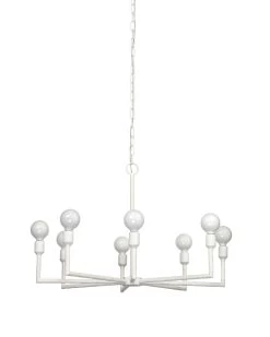 Coastal Style White Gesso Mid-Century Modern Park Chandelier