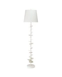 Coastal Style White Gesso Petals Floor Lamp