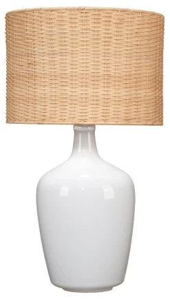 Coastal Style White Glass Plum Jar Table Lamp