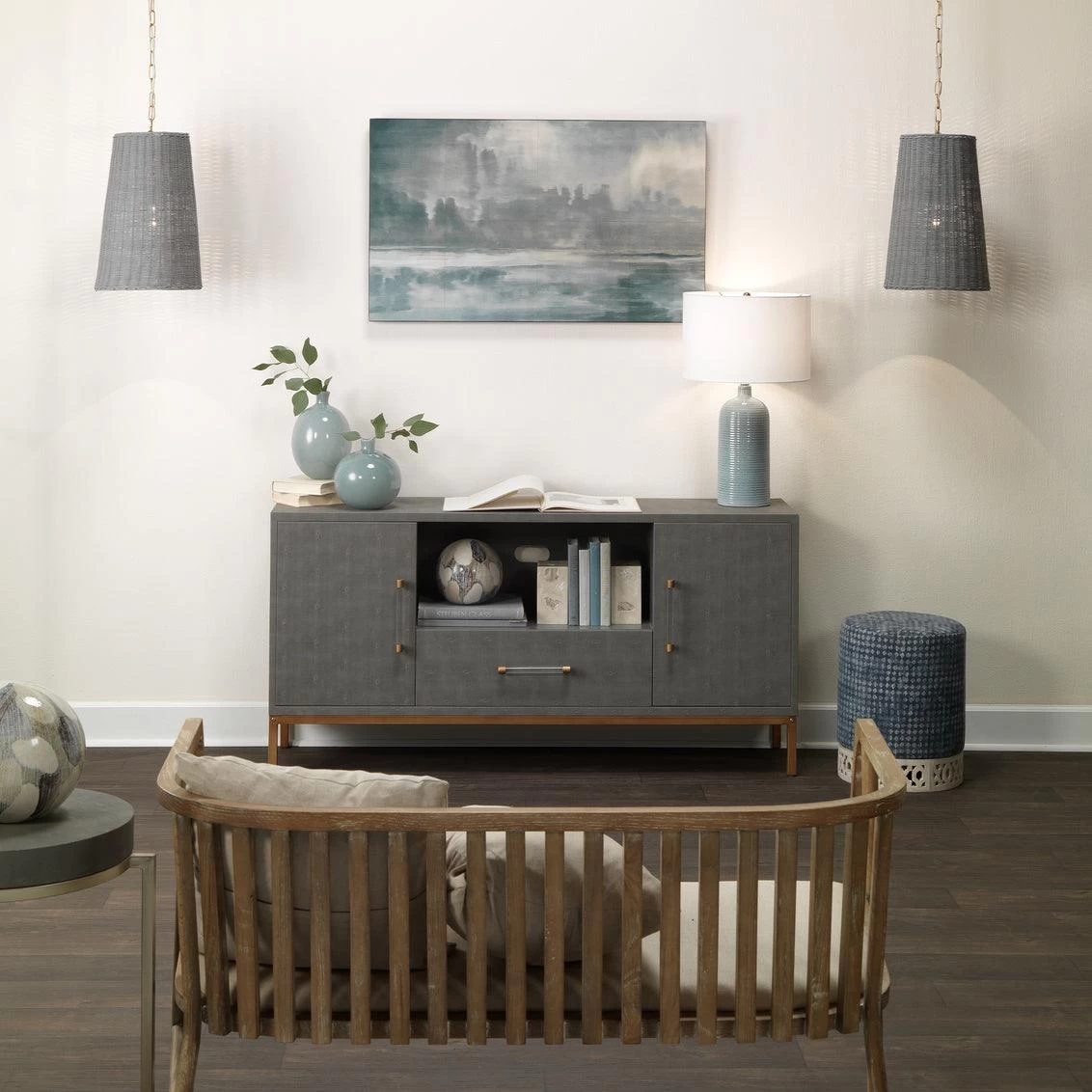 Cottage Beach Decor Blue Rattan Candid Pendant 3 Cottage Beach Decor Blue Rattan Candid Pendant - Image 3