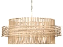 Cottage Beach Decor Cream Rattan Concentric Pendant