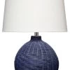 Cottage Beach Decor Indigo Blue Rattan Cape Table Lamp