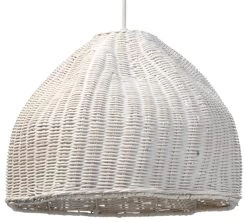 Cottage Beach Decor White Rattan Swell Basket Pendant