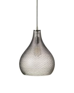 Grey Textured Cut Glass Curved Pendant