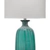 Mid Century Modern Aqua Frosted Glass Table Lamp