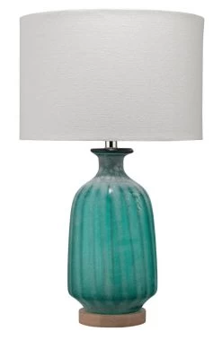 Mid Century Modern Aqua Frosted Glass Table Lamp