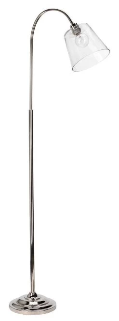 Nickel Clear Glass Swan Floor Lamp