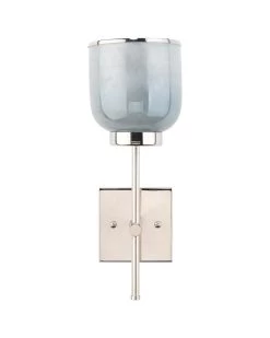 Nickel Opal Blue Metallic Glass Vapor Single Wall Sconce