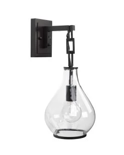 Oil Rubbed Bronze Clear Glass Tear Drop Wall Sconce
