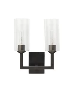Oil Rubbed Bronze Glass Linear Double Wall Sconce