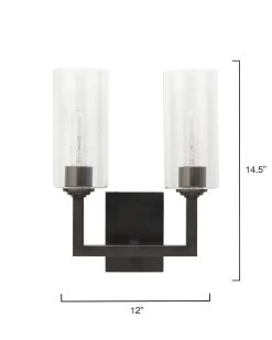 Oil Rubbed Bronze Glass Linear Double Wall Sconce -Jamie Young Store loomlan oil rubbed bronze glass linear double wall sconce jamie young wall sconces 3 33037935837397