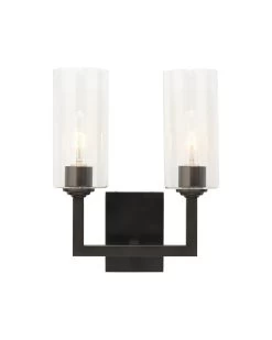 Oil Rubbed Bronze Glass Linear Double Wall Sconce -Jamie Young Store loomlan oil rubbed bronze glass linear double wall sconce jamie young wall sconces 4 33037936722133