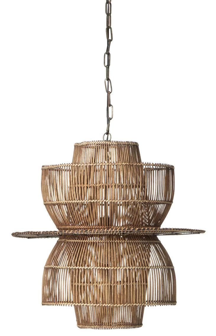 Rattan Bamboo And Iron Over Island Beach House Pendant 4 Rattan Bamboo And Iron Over Island Beach House Pendant - Image 4