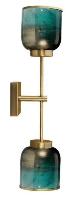 Reversible Antique Brass Aqua Metallic Glass Vapor Double Sconce -Jamie Young Store loomlan reversible antique brass aqua metallic glass vapor double sconce jamie young wall sconces 5 33037951860949