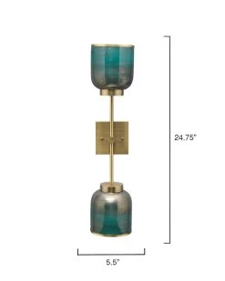 Reversible Antique Brass Aqua Metallic Glass Vapor Double Sconce -Jamie Young Store loomlan reversible antique brass aqua metallic glass vapor double sconce jamie young wall sconces 6 33037952319701