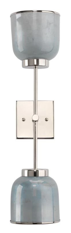 Reversible Nickel Opal Blue Glass Vapor Double Wall Sconce