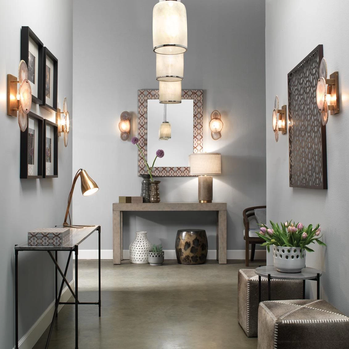 Reversible Purple Agate Stone Trinity Wall Sconce - Small 4 Reversible Purple Agate Stone Trinity Wall Sconce - Small - Image 4