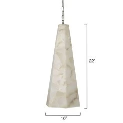 White Alabaster Borealis Tall Hexagon Pendant -Jamie Young Store loomlan white alabaster borealis tall hexagon pendant jamie young pendants 6 33037957365973