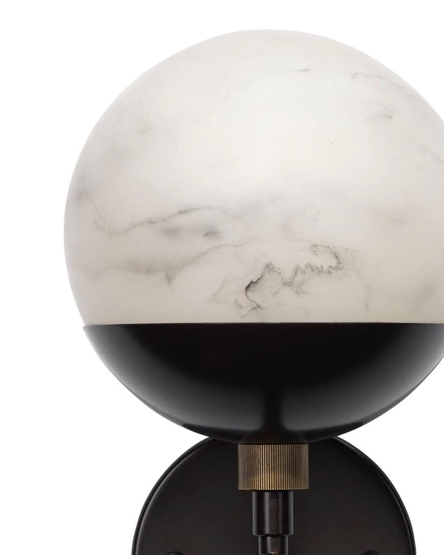 White Oil Rubbed Bronze Faux Alabaster Metro Wall Sconce 6 White Oil Rubbed Bronze Faux Alabaster Metro Wall Sconce - Image 6