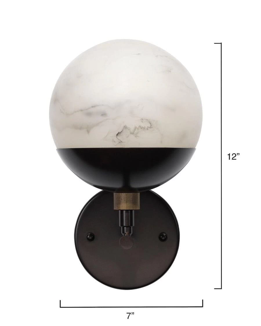 White Oil Rubbed Bronze Faux Alabaster Metro Wall Sconce 8 White Oil Rubbed Bronze Faux Alabaster Metro Wall Sconce - Image 8