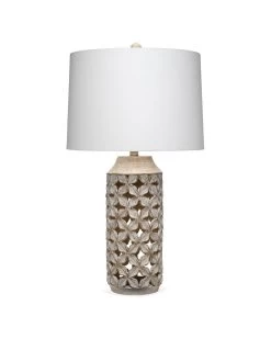 White Wash Resin Flora Table Lamp