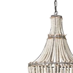 White Wood Beads Blanca Chandelier -Jamie Young Store loomlan white wood beads blanca chandelier jamie young chandeliers 6 33038259978453