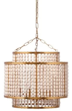 White Wood Beads Pacific Beaded Chandelier