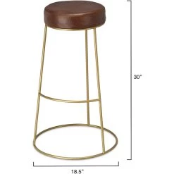 Henry 30 Inch Matte Brown And Brass Bar Stool -Jamie Young Store ls20henbsbr 2