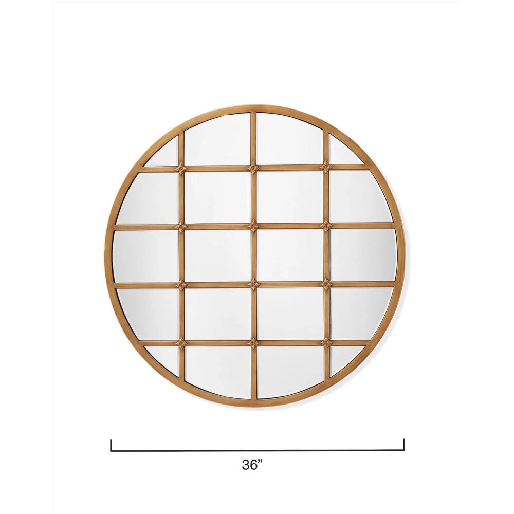 Grid 36 X 36 Inch Antique Brass Grid Mirror 3 Grid 36 X 36 Inch Antique Brass Grid Mirror - Image 3